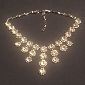 Sparkly necklace - silver tone with clear crystals